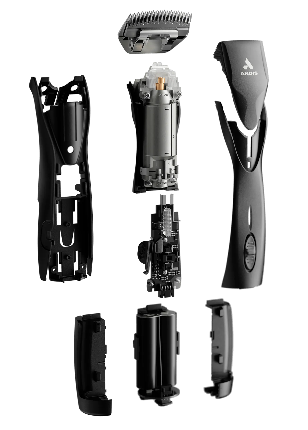 Exploding image of Pulse ZR II Detachable Blade Clipper with Super Blocking Blade