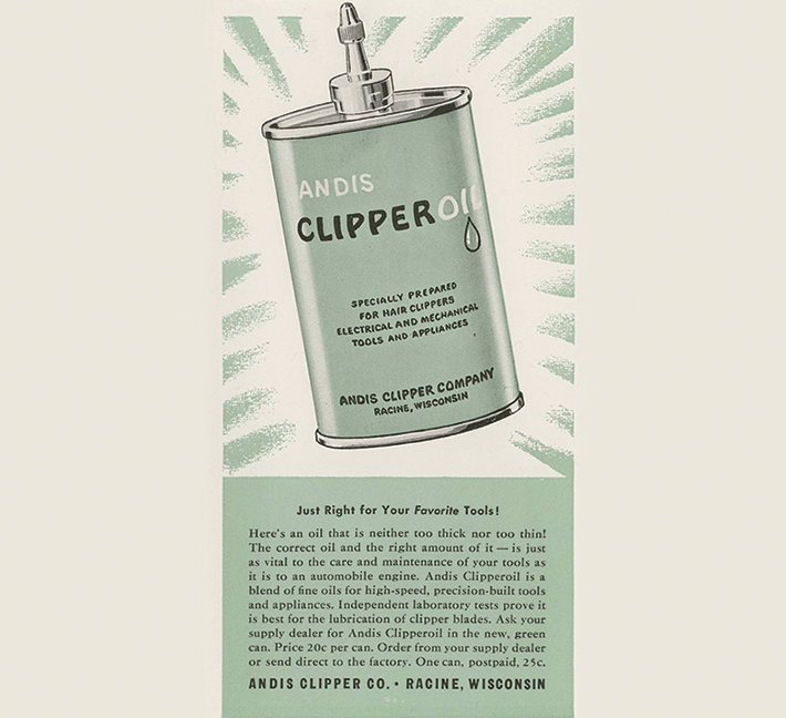 Legacy Andis advertisement for clipper oil
